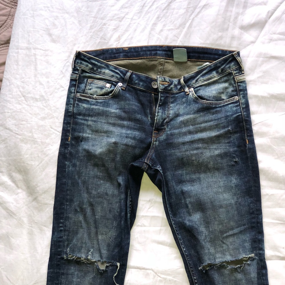 HM distressed acid wash denim